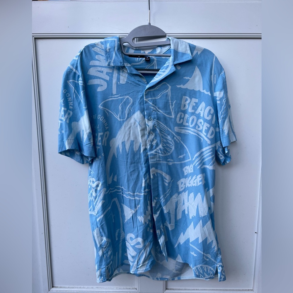 JAWS Short Sleeve Casual Button-Down Shirts for Men